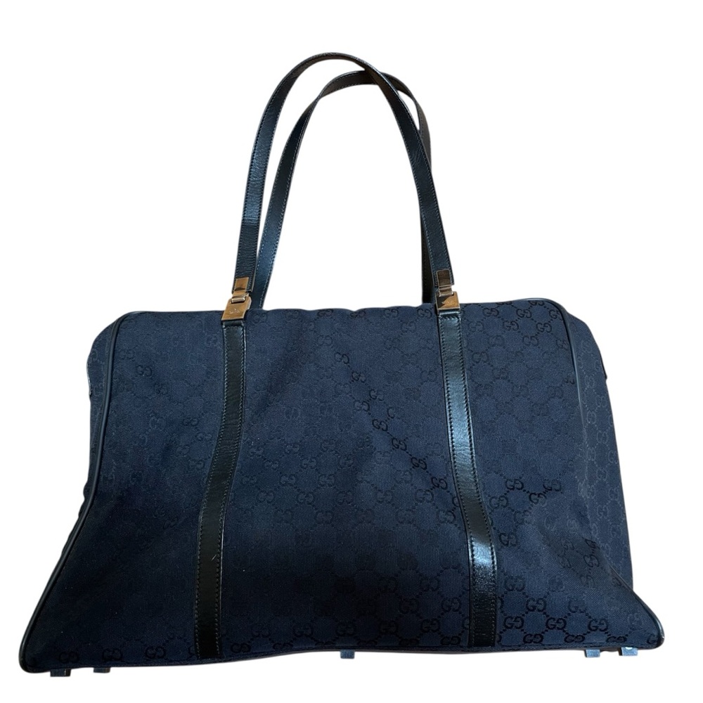 Gucci Authentic Black Weekend Travel Bag with Structured Design